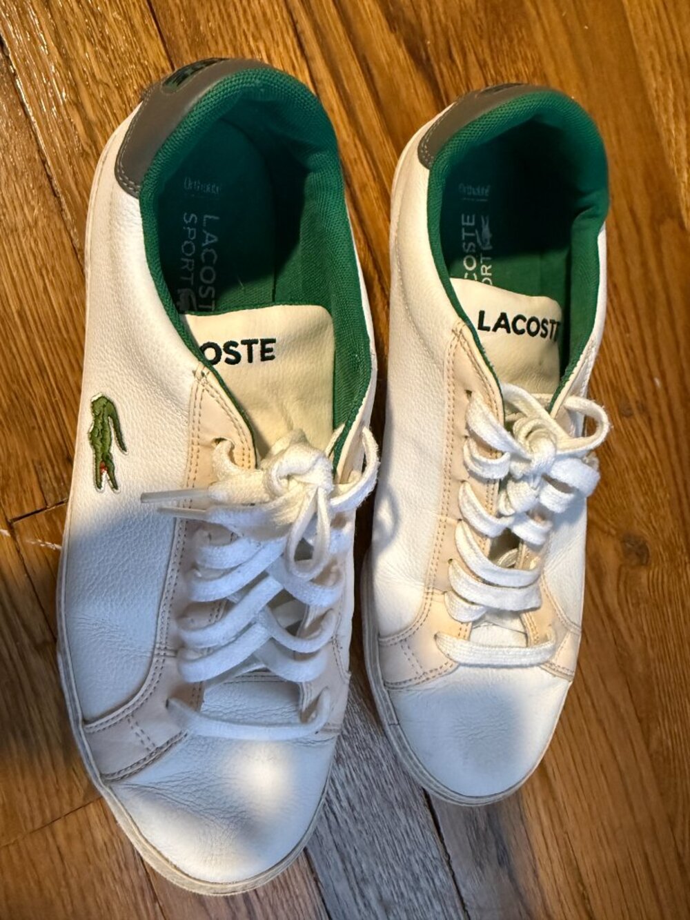 Lacoste Carnaby Evo White Green Leather Sneakers Men's Size 10